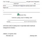 Contoh Form Surat Izin Pulang Cepat