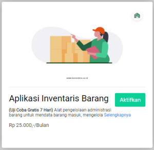 Menu Aplikasi Inventaris barang
