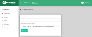 Menu Setting di Inventaris